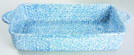 Blue Stipple 12" Rectangular Baker