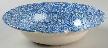 Blue Stipple Rim Soup Bowl