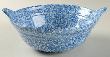 Blue Stipple Round Handled Bowl