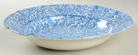 Blue Stipple Large Rim Soup Bowl