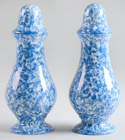 Blue Stipple Oversized Salt & Pepper Set