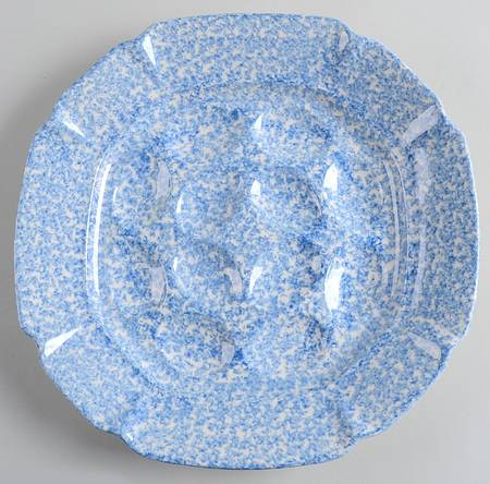 Blue Stipple Deviled Egg Plate
