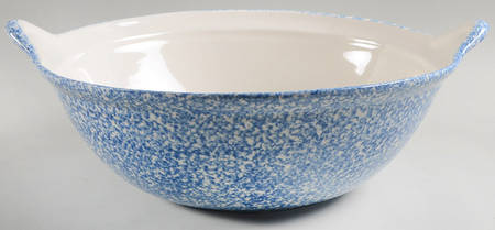 Blue Stipple with Rooster 14" Round Handled Bowl