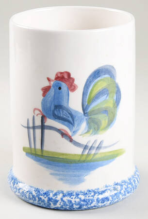 Blue Stipple with Rooster Medium Canister No Lid