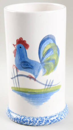 Blue Stipple with Rooster Large Canister No Lid
