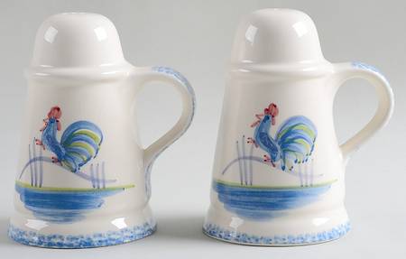 Blue Stipple with Rooster Salt & Pepper Set