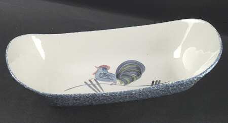 Blue Stipple with Rooster Bread Tray