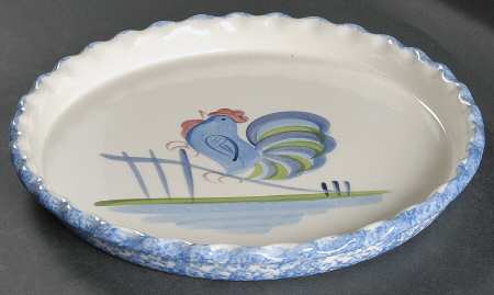 Blue Stipple with Rooster Tart Dish