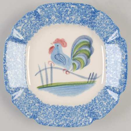 Blue Stipple with Rooster Salad Plate