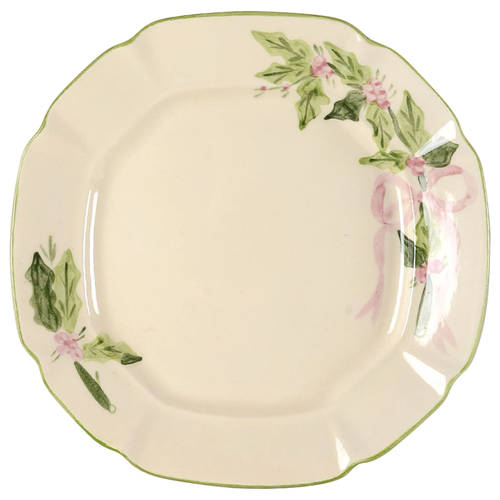 Holly (Green Trim) Square Dinner Plate