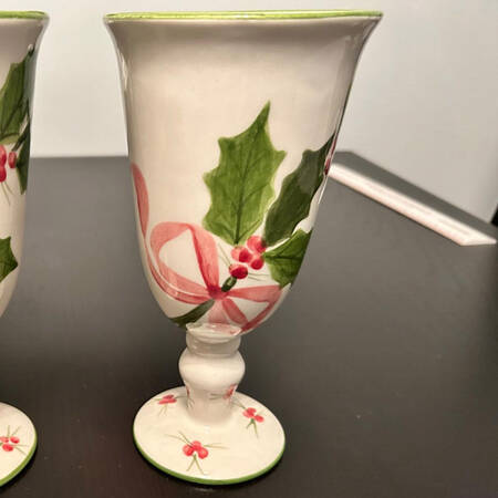 Holly (Green Trim) China Goblet