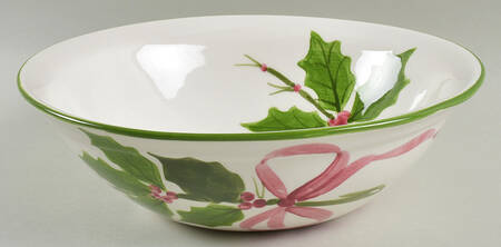 Holly (Green Trim) 10" Round Serving Bowl