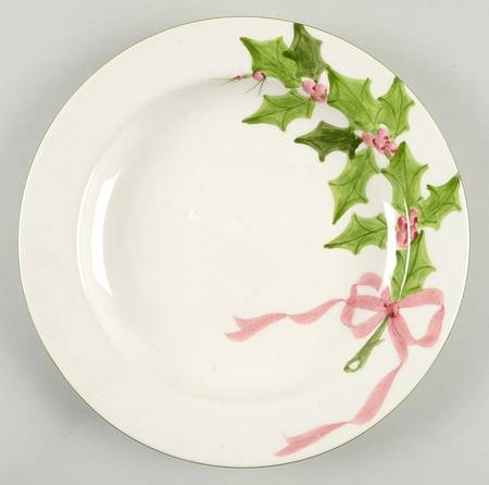 Holly (Green Trim) Salad Plate