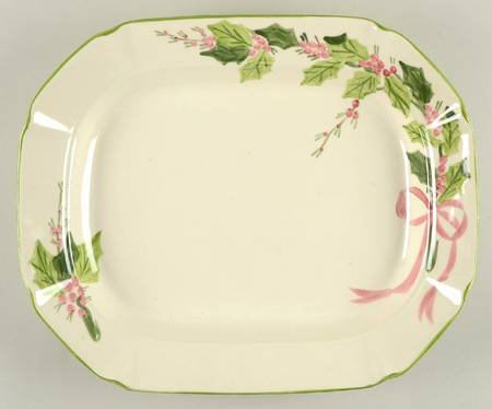 Holly (Green Trim) 15" Rectangular Serving Platter