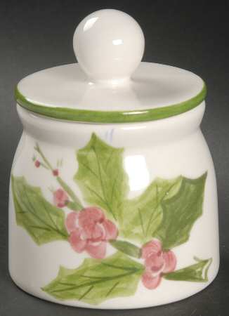 Holly (Green Trim) Sugar Bowl & Lid