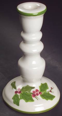 Holly (Green Trim) 7" Candlestick