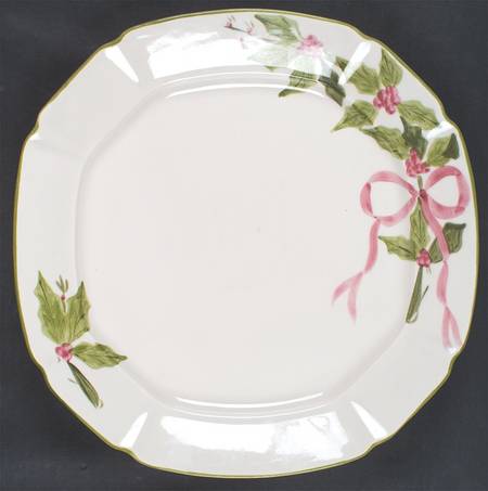 Holly (Green Trim) 13" Chop Plate (Round Platter)
