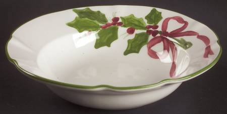 Holly (Green Trim) Rim Cereal Bowl