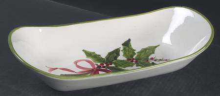 Holly (Green Trim) Bread Tray