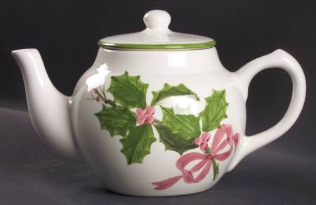 Holly (Green Trim) Teapot & Lid