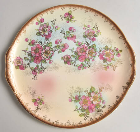 Dusty Blossom Handled Cake Plate