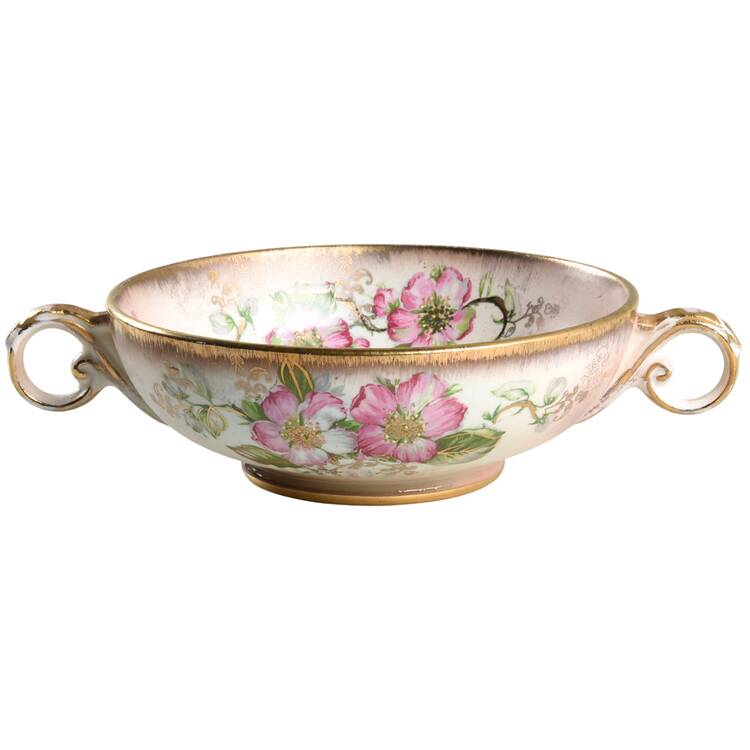Dusty Blossom Footed Cream Soup Bowl