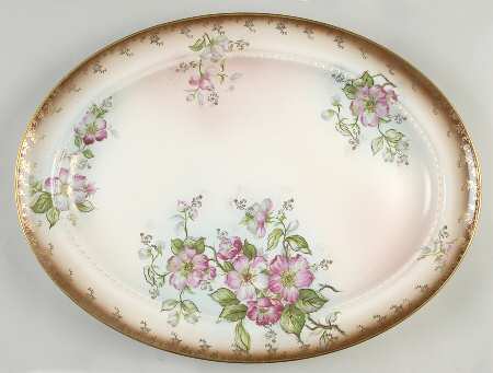 Dusty Blossom 15" Oval Serving Platter