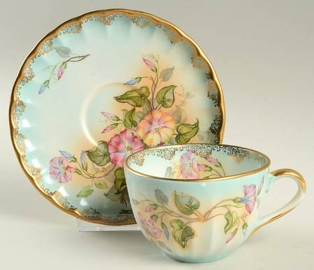 Morning Glory Footed Cup & Saucer Set