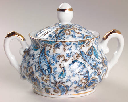Blue Paisley Sugar Bowl & Lid