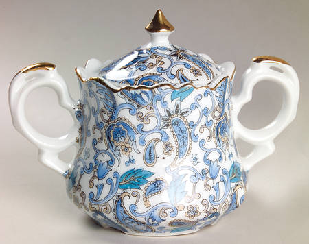 Blue Paisley Sugar Bowl & Lid