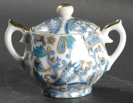 Blue Paisley Individual Sugar Bowl & Lid