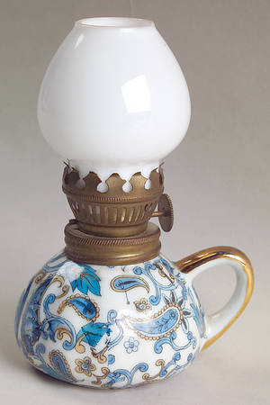 Blue Paisley Oil Lamp & Globe