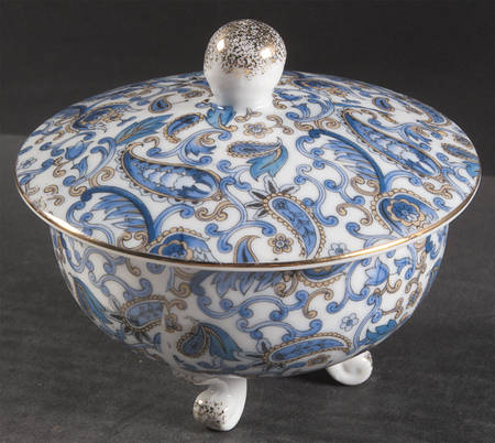 Blue Paisley Candy Dish & Lid