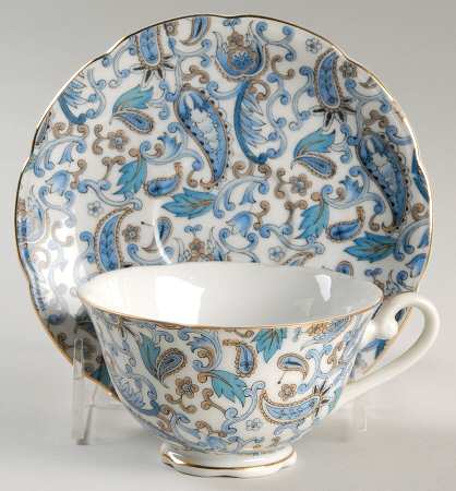 Blue Paisley Footed Cup & Saucer Set