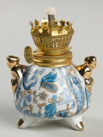 Blue Paisley Oil Lamp No Globe