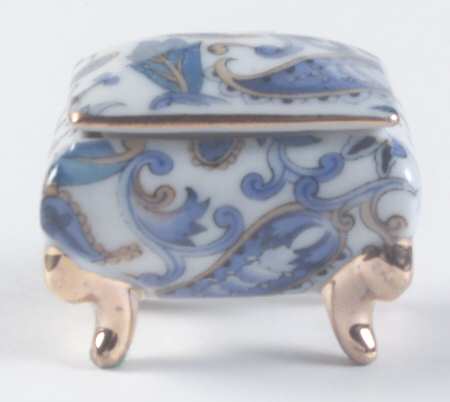 Blue Paisley 1" Rectangular Pill Box with Lid