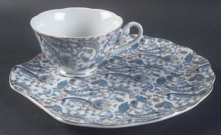 Blue Paisley Snack Plate & Cup Set by Lefton