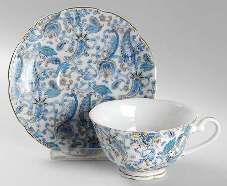 Blue Paisley Footed Cup & Saucer Set