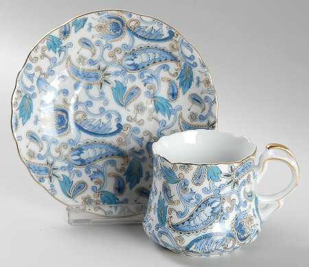Blue Paisley Flat Demitasse Cup & Saucer Set