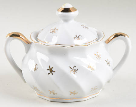 Fleur De Lis (Scalloped) Sugar Bowl & Lid