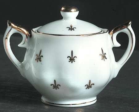 Fleur De Lis (Scalloped) Mini Sugar Bowl & Lid