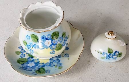 Forget Me Not Jam/Jelly & Lid W/Underplate