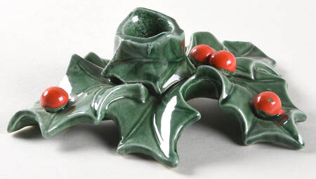 Green Holly 1" Small Candlestick