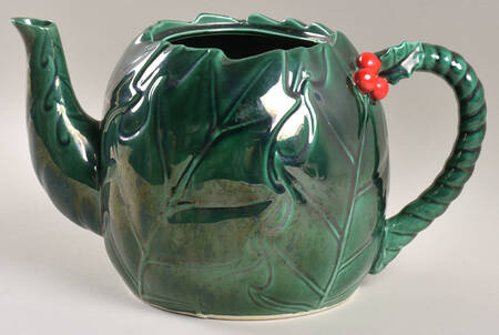 Green Holly Teapot No Lid