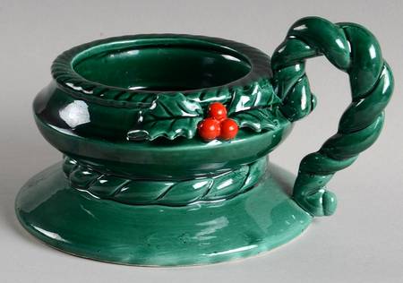 Green Holly 2" Pillar Candleholder