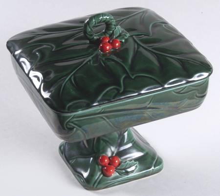 Green Holly Candy Jar & Lid