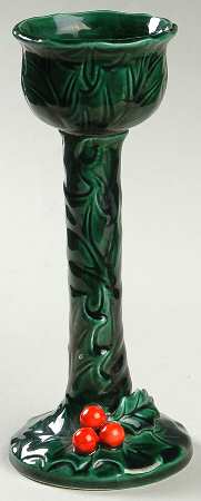Green Holly Tall Candlestick