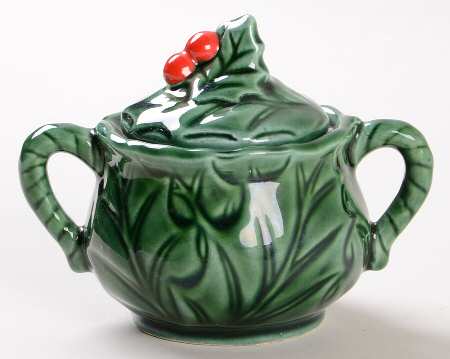 Green Holly Mini Sugar Bowl & Lid