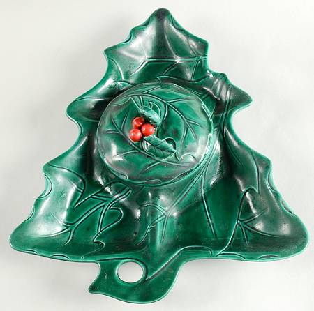 Green Holly Relish 3-Part with Center Lid