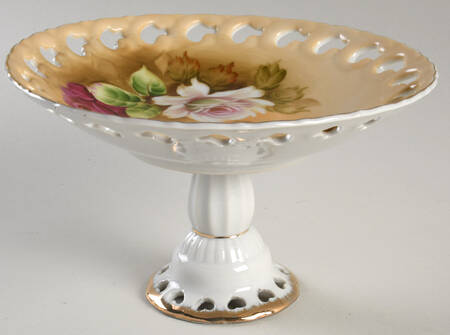 Heritage Brown (Floral) Round Compote (Height X Width)